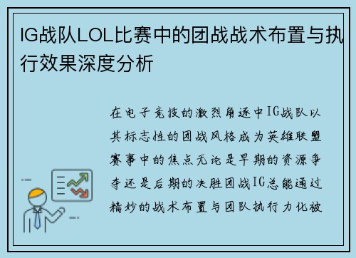 IG战队LOL比赛中的团战战术布置与执行效果深度分析